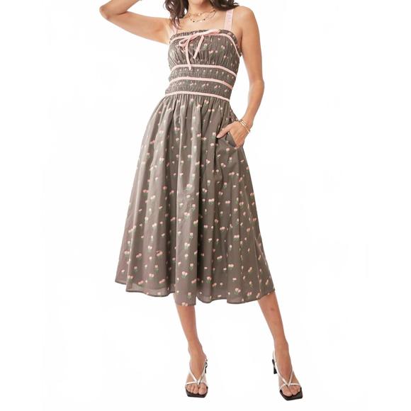 Davi & Dani Printed Smocking Waistband Ruffled Maxi Skirt main image 1